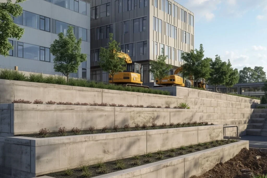 Commercial retaining wall construction on the Gold Coast