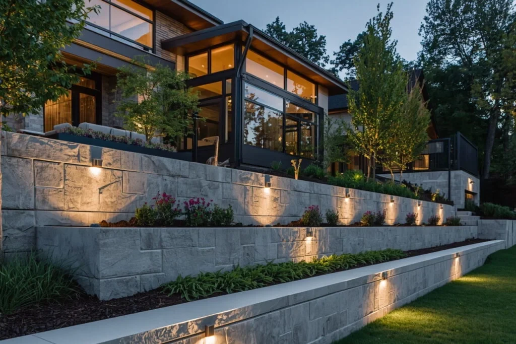 Retaining wall repair and restoration detail