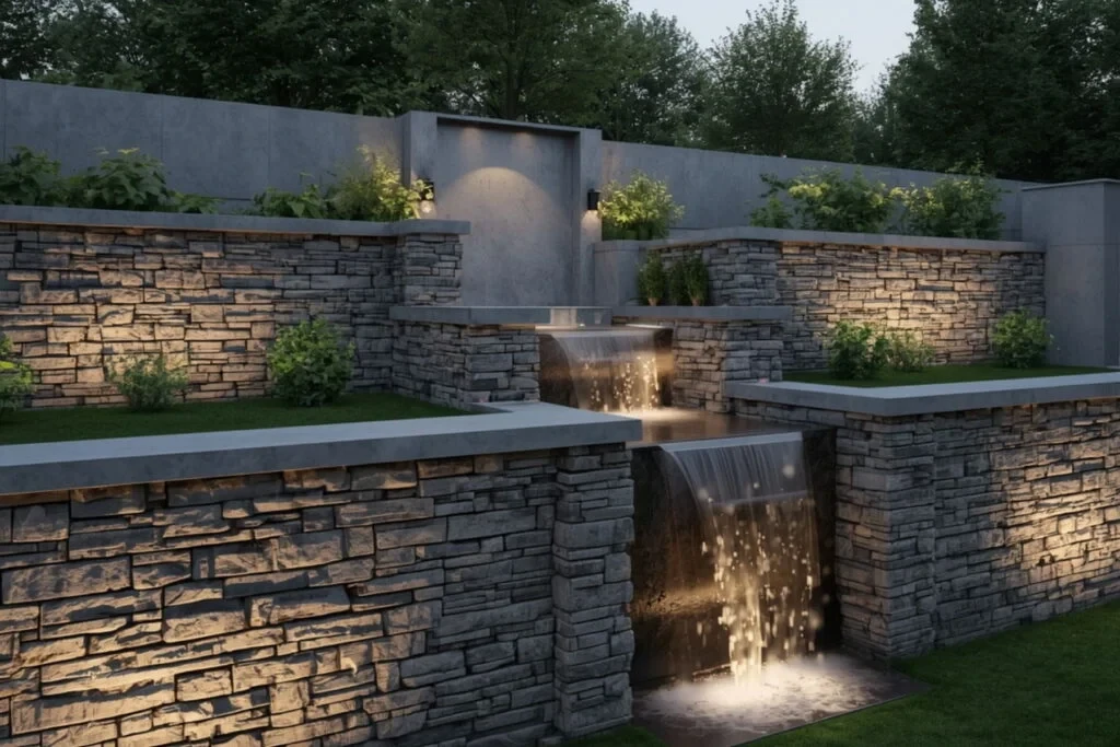 Natural rock retaining wall on the Gold Coast
